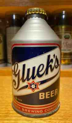 Glueks's Crowntainer Cone Top Beer Can - USBC 194-17 - Blue / AWESOME CONDITION