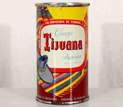 TIJUANA CERVEZA SUPERIOR FLAT TOP BEER CAN BAJA CALIFORNIA MEXICO BANK 1950s OLD