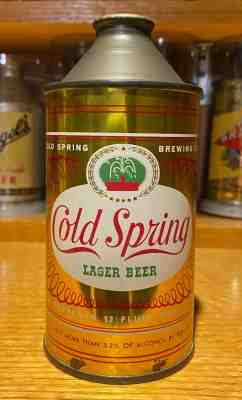 Cold Spring Lager Beer Cone Top Can -USBC 157-32- Gold Metallic - SUPER NICE