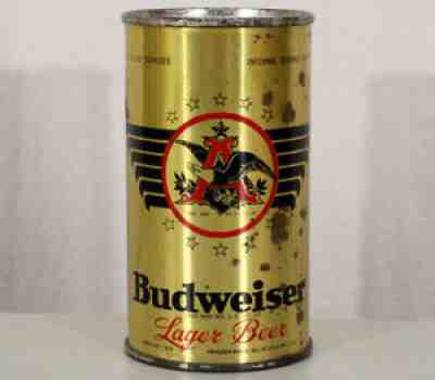 BUDWEISER â?¢OPEN STARâ?¢ FLAT TOP BEER CAN ANHEUSER-BUSCH ST. LOUIS MISSOURI MO BUD