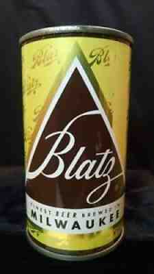 BLATZ BEER - MID 1950'S 12OZ YELLOW HOLIDAY SERIES FLAT TOP CAN - SUPER CLEAN