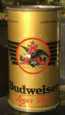 1930's Opening Instructional Gold Budweiser Flat Top Beer Can, St. Louis, MO