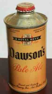 CLEAN 1936 Dawson's Pale Ale Low Profile Cone Top Beer Can Orig. Cap New Bedford