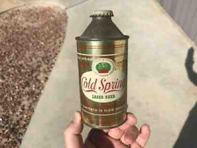 Cold Spring Lager Beer Cone Top Can Gold Metallic VERY NICE CONDITION