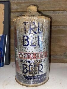 Tru  Blu White Seal Quart Conetop Beer Can Cone Top