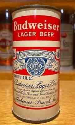 Budweiser Lager Beer 10 oz Flat Top Can - USBC 44-12 - RARE - SUPERB CONDITION