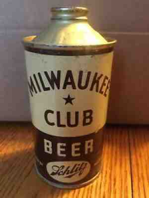 Milwaukee Club Cone Top Beer Can,4 3/4% IRTP. Schlitz Brewing Co. Milwaukee WI