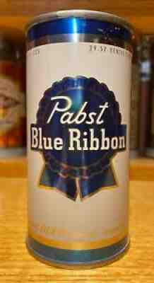 Pabst Blue Ribbon Flat Top Beer Can (10 oz blue/silver) - SUPER RARE / NEAR MINT