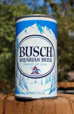 MINTY TOUGH VERSION BUSCH BAVARIAN FLAT TOP BEER CAN (CONT AT FRONT) AIR-FILLED!