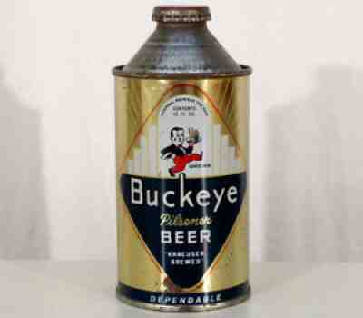 BUCKEYE â?¢IRTPâ?¢ â?¢BUCKYâ?¢ VERY CLEAN CONE TOP BEER CAN & BOTTLE CAP TOLEDO OHIO OLD