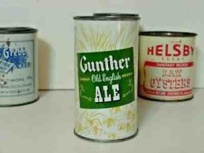 GUNTHER OLD ENGLISH ALE FLAT TOP EMPTY BEER CAN BALTIMORE MD BOTTOM OPENED