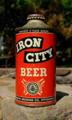 GORGEOUS LOW-PRO IRON CITY CONE TOP BEER CAN W/ORIGINAL CAP!