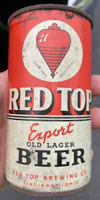 Red Top Flat Top Beer Can Export Old Lager Beer Cincinnati OH Red Top Brewing