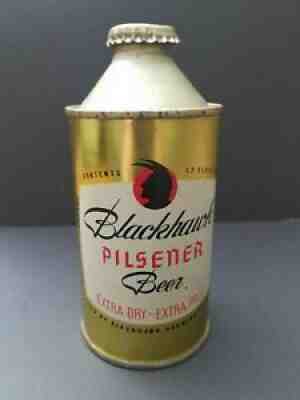 Blackhawk Pilsener cone top beer can with cap.