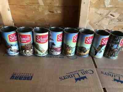 8-Schmidt Beer Tumblers Scenic Can mugs with handles RARE Hard To Find No Repe