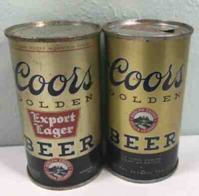 Set Of 2 COORS GOLDEN EXPORT LAGER Beer IRTP flat top beer cans Golden Colorado