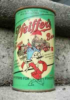 PFEIFFER'S Flat Top. Unique one of a kind Green Can. Detroit Beer. Clean Indoor