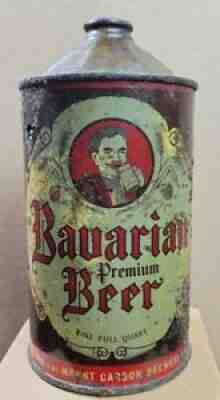 Bavarian Type Premium Beer IRTP Quart Cone Top Beer Can Pottsville Mt.Carbon PA.