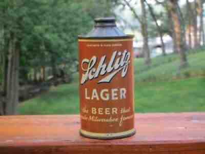 Schlitz Lager FBIR Cone Top Beer Can ( SWEET - FLAT BOTTOM )