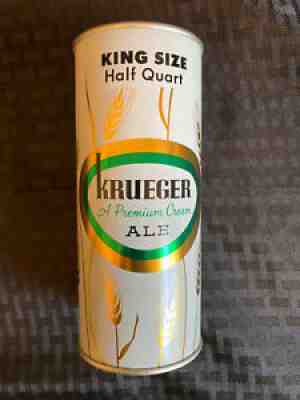 Clean! 16 oz King Size Half Quart Krueger Flat Top Beer Can Air Filled EMPTY
