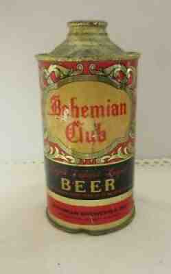 BOHEMIAN CLUB BEER ~ CONE TOP BEER CAN 12 OZ ~ SPOKANE WASHINGTON BREWERY