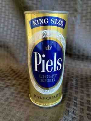 Clean! 16oz King Size Half Quart Piels Light Flat Top Beer Can Bottom Opened