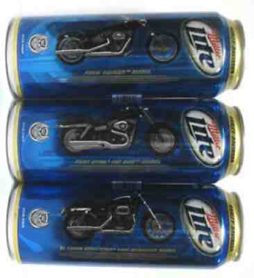 6X MILLER LITE - 24 oz Beer Cans - 2008 HARLEY DAVIDSON 105TH Anniversary Series