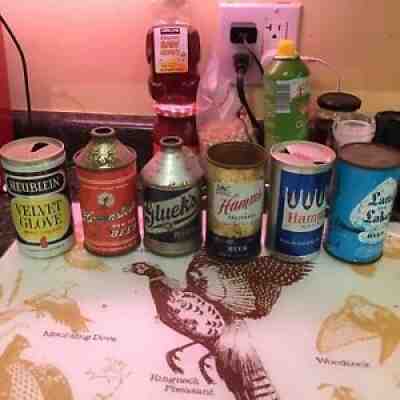 Lot of 6 old beer cans. Hamms (2), Hauenstein, Glueksâ?¦MN MINN MINNESOTA