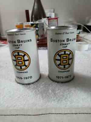 Black Label Boston Bruins Champions Pull tab beer cans 2 different 69 & 71