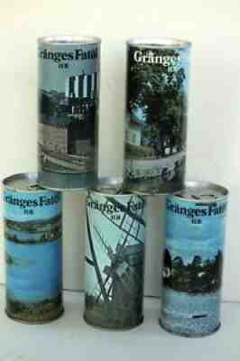 Lot of 5 Vintage Granges Fatol IIB Collectible Beer Cans Bottom Open SS G5