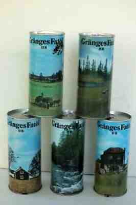 Lot of 5 Vintage Granges Fatol IIB Collectible Beer Cans Bottom Open SS G4