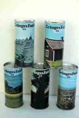 Lot of 5 Vintage Granges Fatol IIB Collectible Beer Cans Bottom Open SS G3