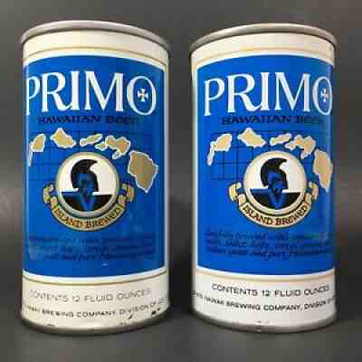 Primo Hawaiian Set of 2 Vintage (1974 & 1975) 12 oz SS Empty Pull Tab Beer Cans