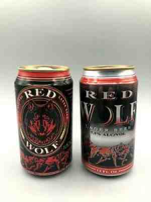 2 SWEET "RED WOLF" 12oz BO'd Aluminum Pull Tab Beer Cans Anheuser Busch St Louis