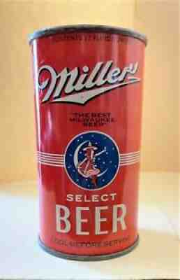 Miller Select Beer Can, OI, Red Can, Very Clean, 12oz, Milwaukee, WI, flat top