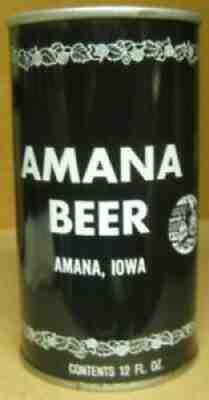 AMANA BEER Amana IOWA 12oz ss Pull Tab CAN Cold Spring Brewing MINNESOTA 1975 1+