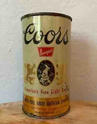 COORS FLAT TOP BEER CAN 12 oz STEEL Vintage BOTTOM Opened