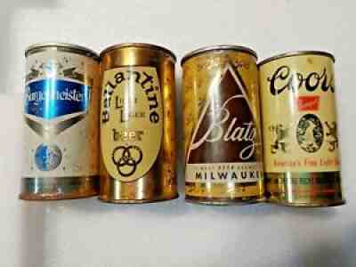 Vintage Flat Top Beer Can Lot of 4 Ballantine Blatz Coors Banquet Burgermeister