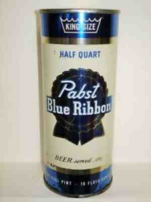 PABST BLUE RIBBON "KING SIZE" (BLUE/SILVER) FLAT TOP 16oz BEER CAN T240