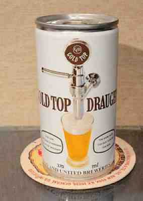 GOLD TOP DRAUGHT 370mL CRIMPED PULL TAB BEER CAN QUEENSLAND BRISBANE AUSTRALIA