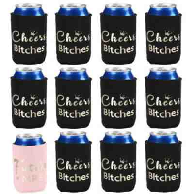 12Pcs Neoprene Bachelorette Party Decorations Insulated Beer Sleeves Can Coolers