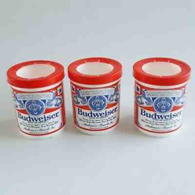 3 Vintage Budweiser Beer Styrofoam Single Can Coozie Koozie holder Bud Metroplex