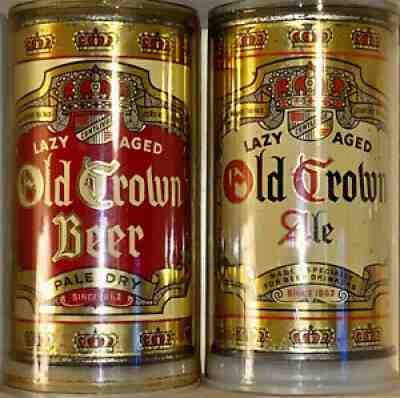 Old Crown Beer & Ale O/I Flat Top Beer Can Set.. Fort Wayne, IN. IRTP BEAUTIFUL!