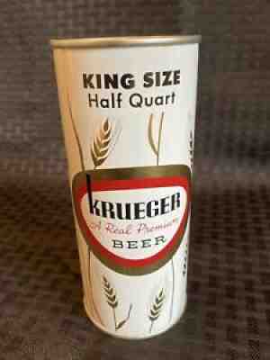 Clean! 16 oz King Size Half Quart Krueger Flat Top Beer Can Air Filled EMPTY