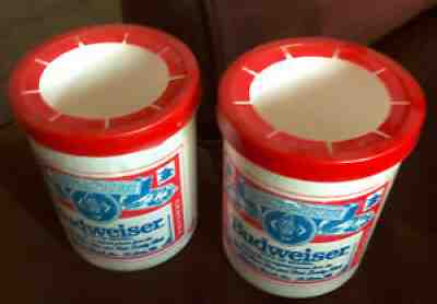 Set of 2 Vintage 1980s Budweiser Styrofoam Koozie Beer Can Bottle Holders