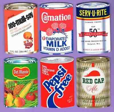6 Single Swap Playing Cards ADS SHAPED LIKE CANS PEPSI BEER FOOD MILK VINTAGE ?