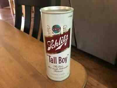SCHLITZ " TALL BOY " 3/4 QT FLAT TOP BEER CAN 1969 MILWAUKEE WISCONSIN BEAUTIFUL
