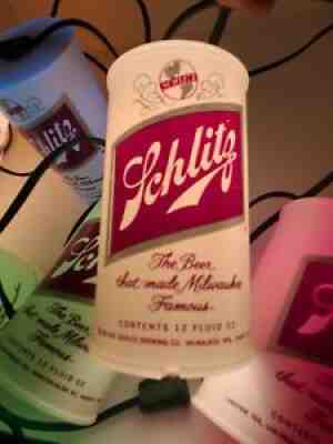 Vintage Schlitz Beer String of Party Lights, Patio, RV, 7 cans, 1970s, RARE!