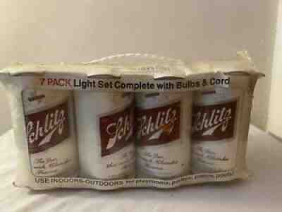 Vintage Schlitz Beer String of Party Lights, Patio, RV, 7 cans, 1970s, RARE! NIP