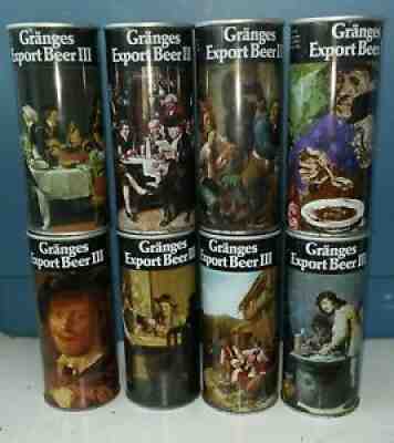 Granges Export Beer III, 8 Can Set with Pull Tabs Famous paintings Sweden